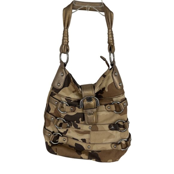 B. MAKOWSKY Camouflage Soft Leather Shoulder Bag Purse - Picture 1 of 16